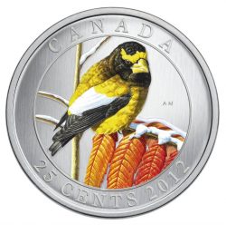 Royal Canadian Mint Coin - 2012 25c Birds of Canada: Evening Grosbeak - Coloured Coin