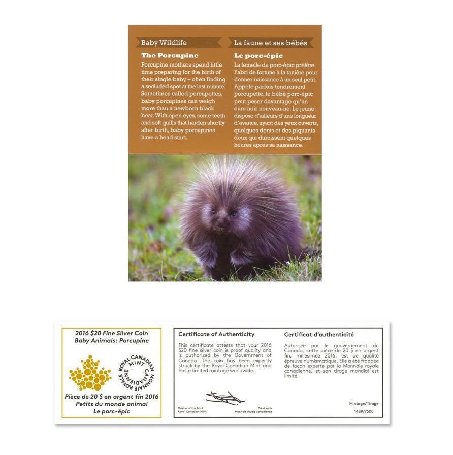 16 Baby Animals Porcupine Pure Silver Coin And Stamp Set Pacific Coin Currency Pacific Coin Currency